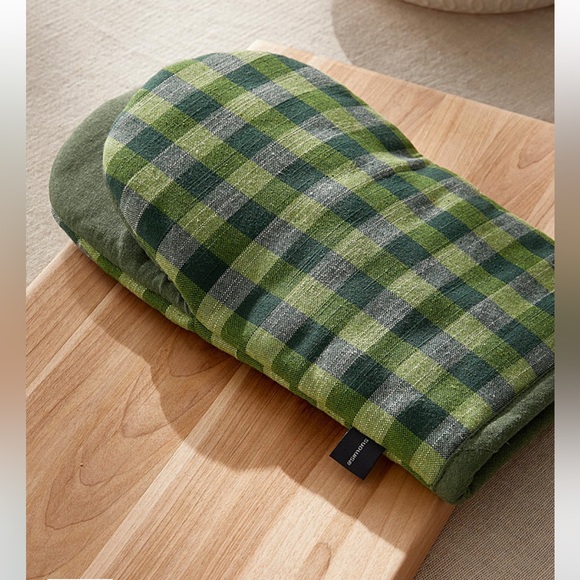 FWP Set of retro green gingham check plaid oven mitt and potholder - Picture 5 of 8